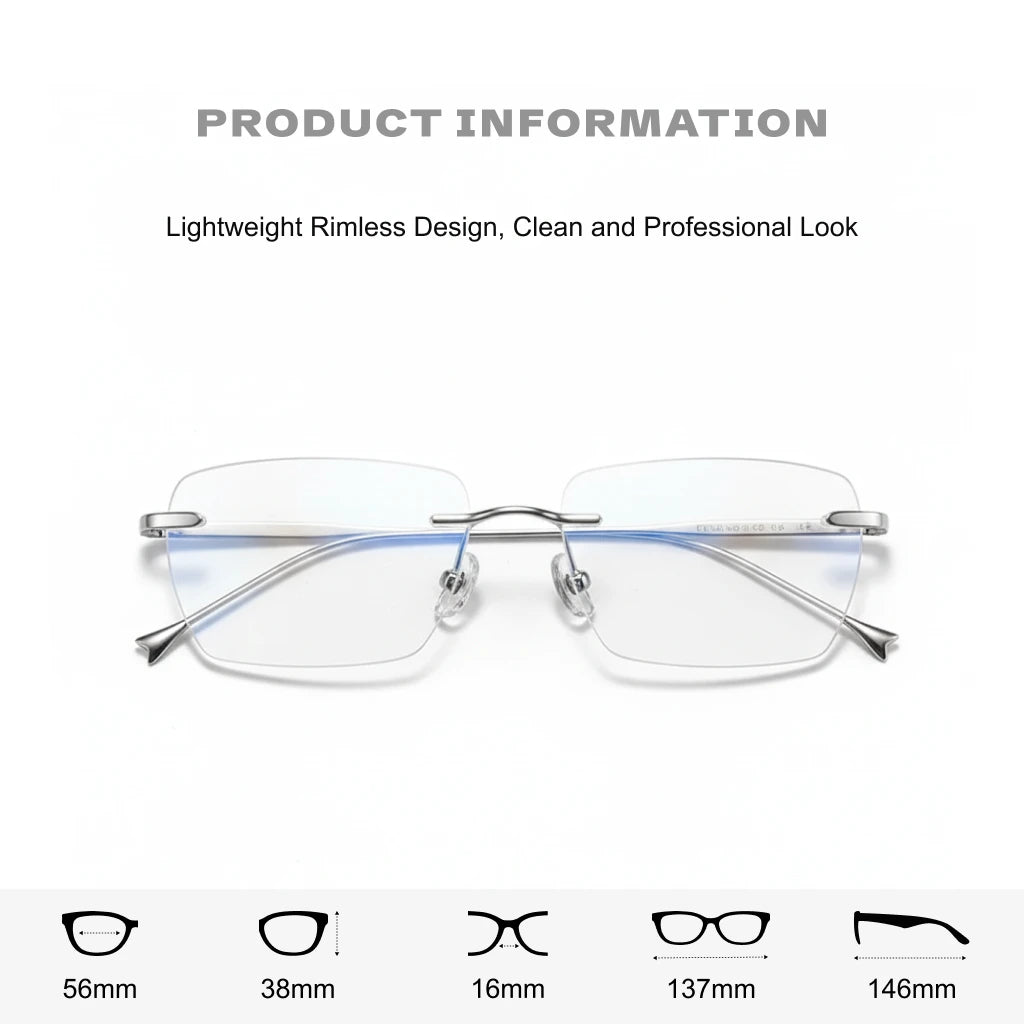 Pure Titanium Frameless Eyeglasses - Ultra Light Polygonal Optical Frames