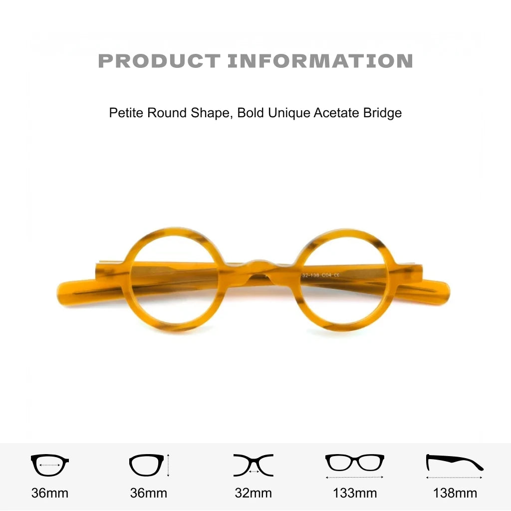 Round Acetate Eyeglass Frames - Unisex Retro Optical Prescription Glasses