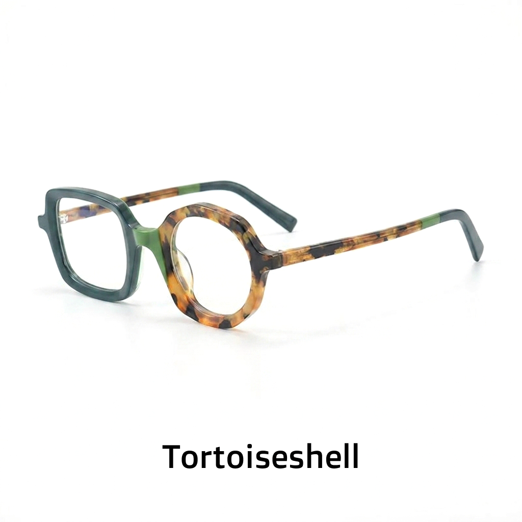 Nischenfarbe quadratischer Brillenrahmen Designer kleiner runder Rahmen Retro literarische Mode Persönlichkeit Korrektionsbrille dicker Rahmen
