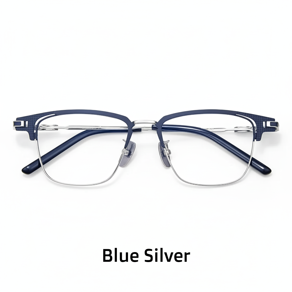 Wide Frame Titanium Retro Business Eyeglasses