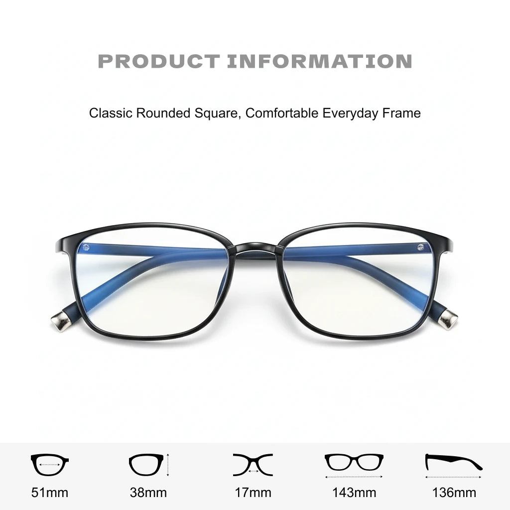 TR90 Anti-Blue Light Optical Glasses Frame - Retro Box Style