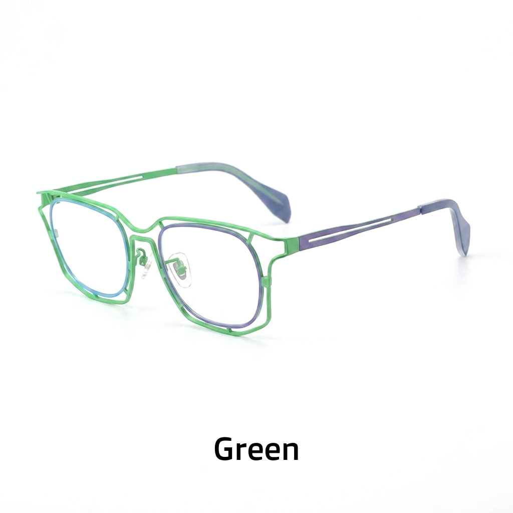 Monture de lunettes de myopie carrée en pur titane ultra-léger de couleur, lunettes optiques rétro à grande monture personnalisées et tendance