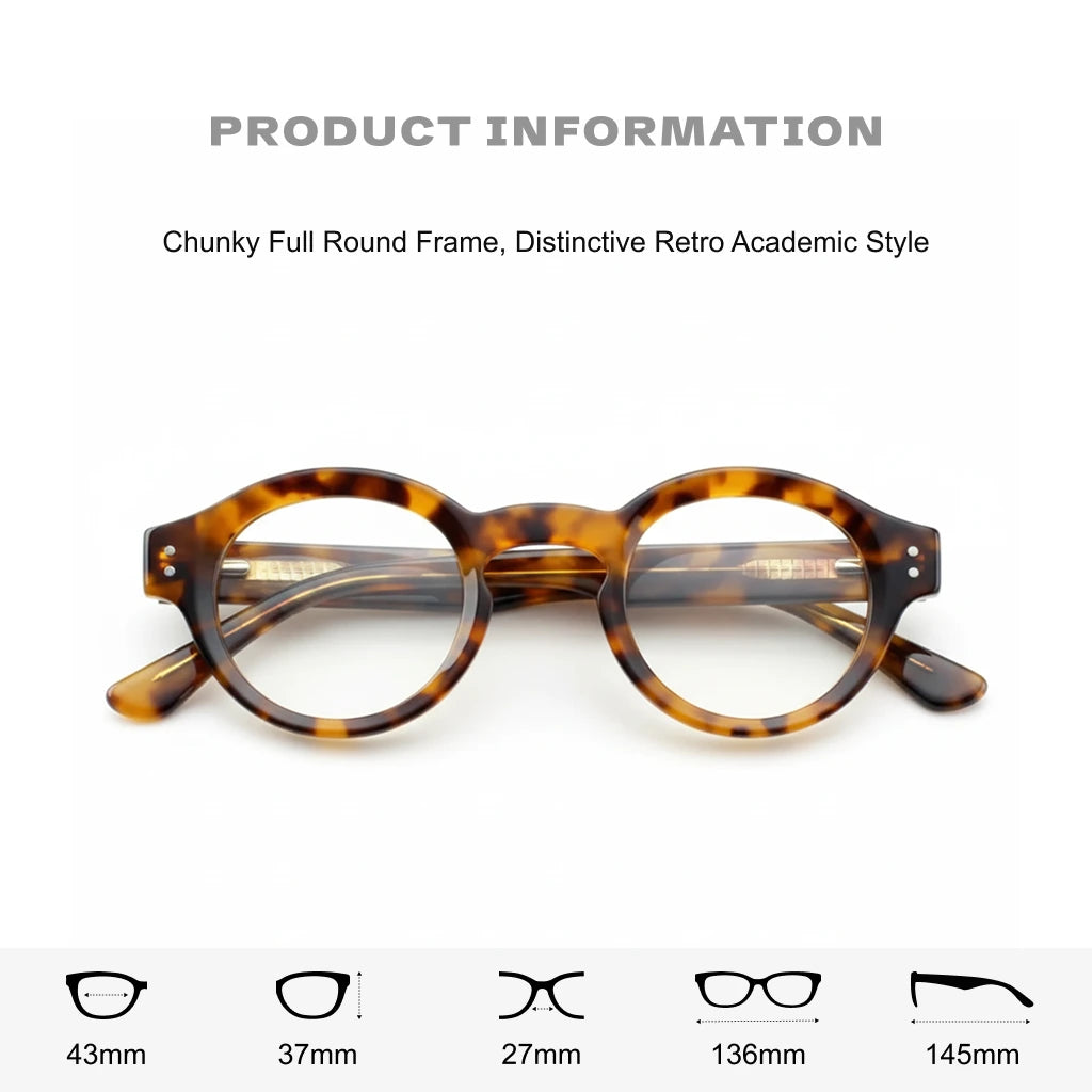 Retro Circular Eyeglass Frame - Ultra Light Optical Prescription Glasses