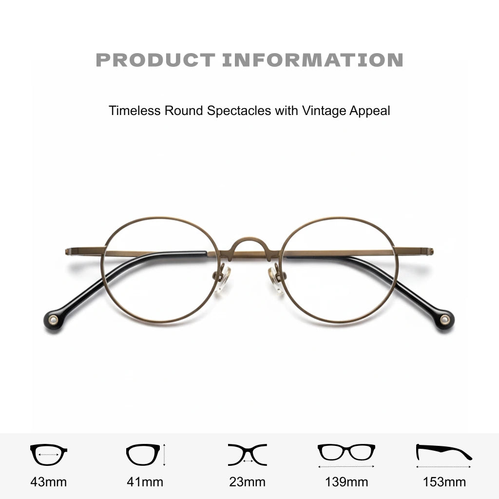 β-Titanium Round Optical Glasses Frame - Ultra-Light Retro Design