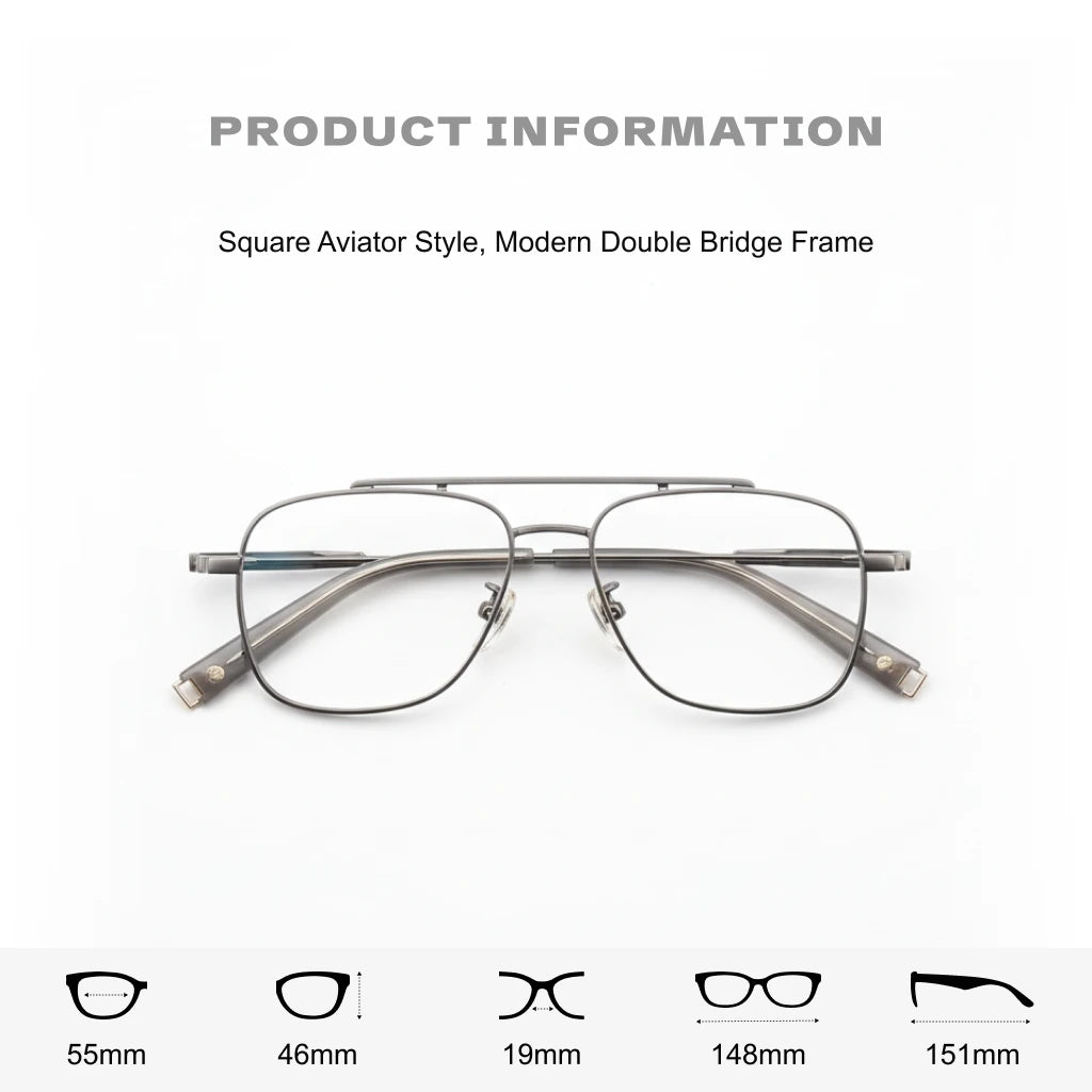 Titanium Double Beam Optical Glasses Frame - Retro Prescription Eyewear