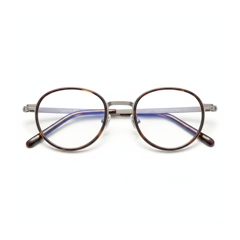Pure Titanium Round Eyeglass Frame - Ultra Light Retro Optical Glasses
