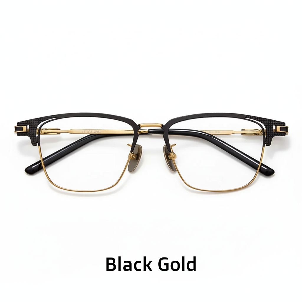 Wide Frame Titanium Retro Business Eyeglasses