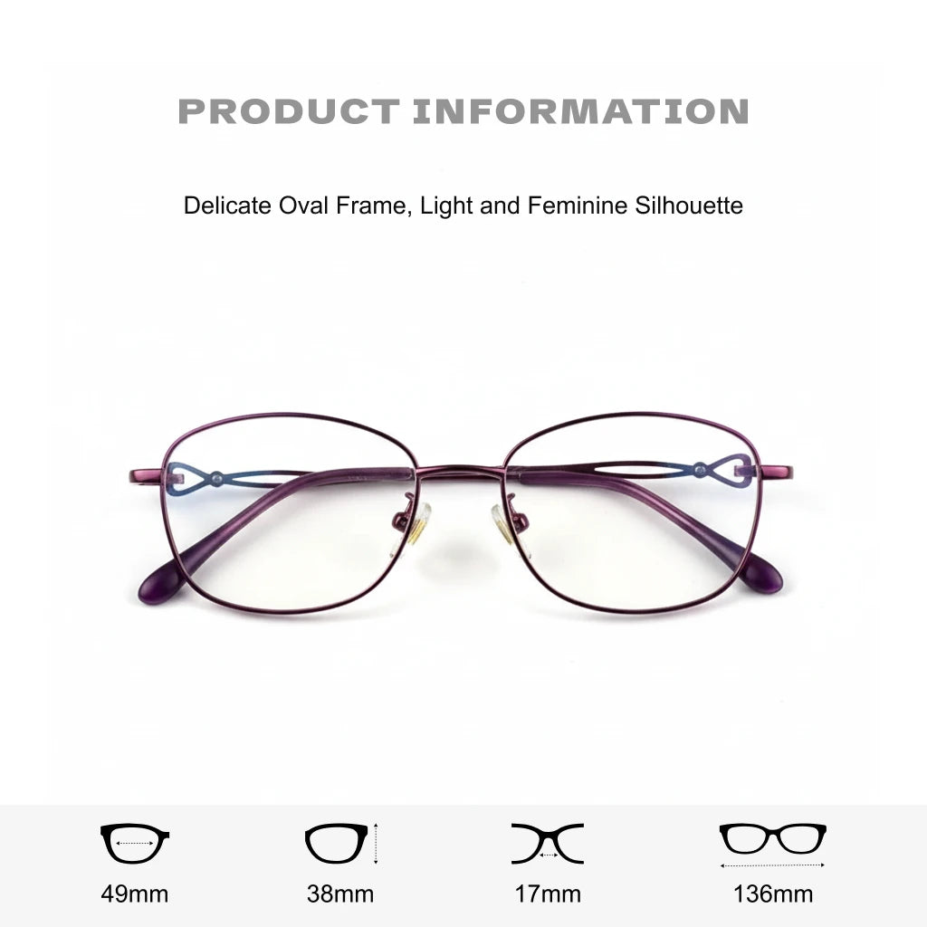 Retro Elliptical Metal Eyeglass Frame - Women's Optical Prescription Glasses