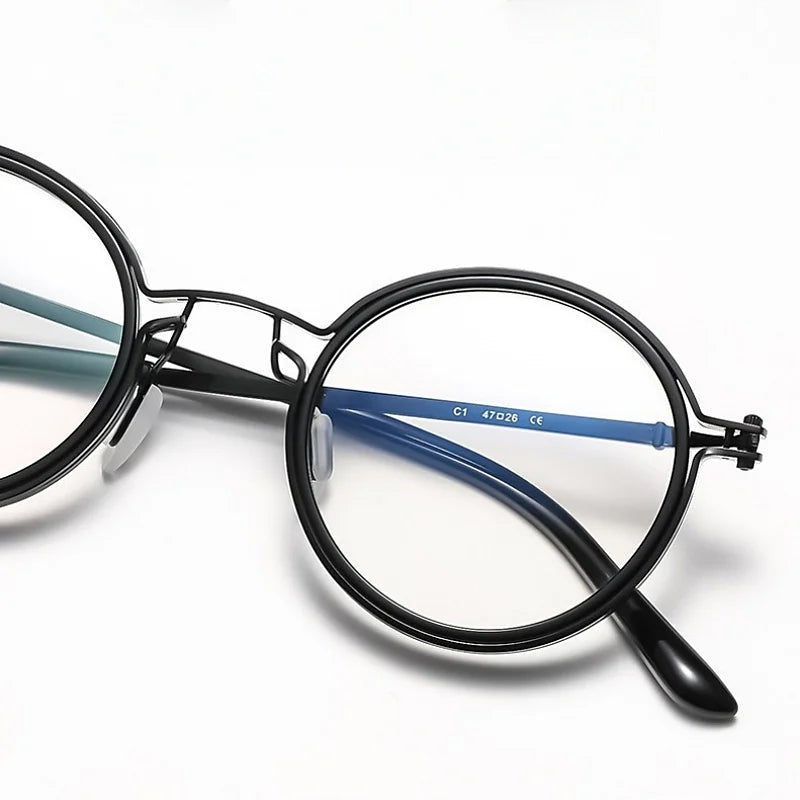 Retro Round Metal Glasses Frames - Blue Light Blocking Optical Prescription