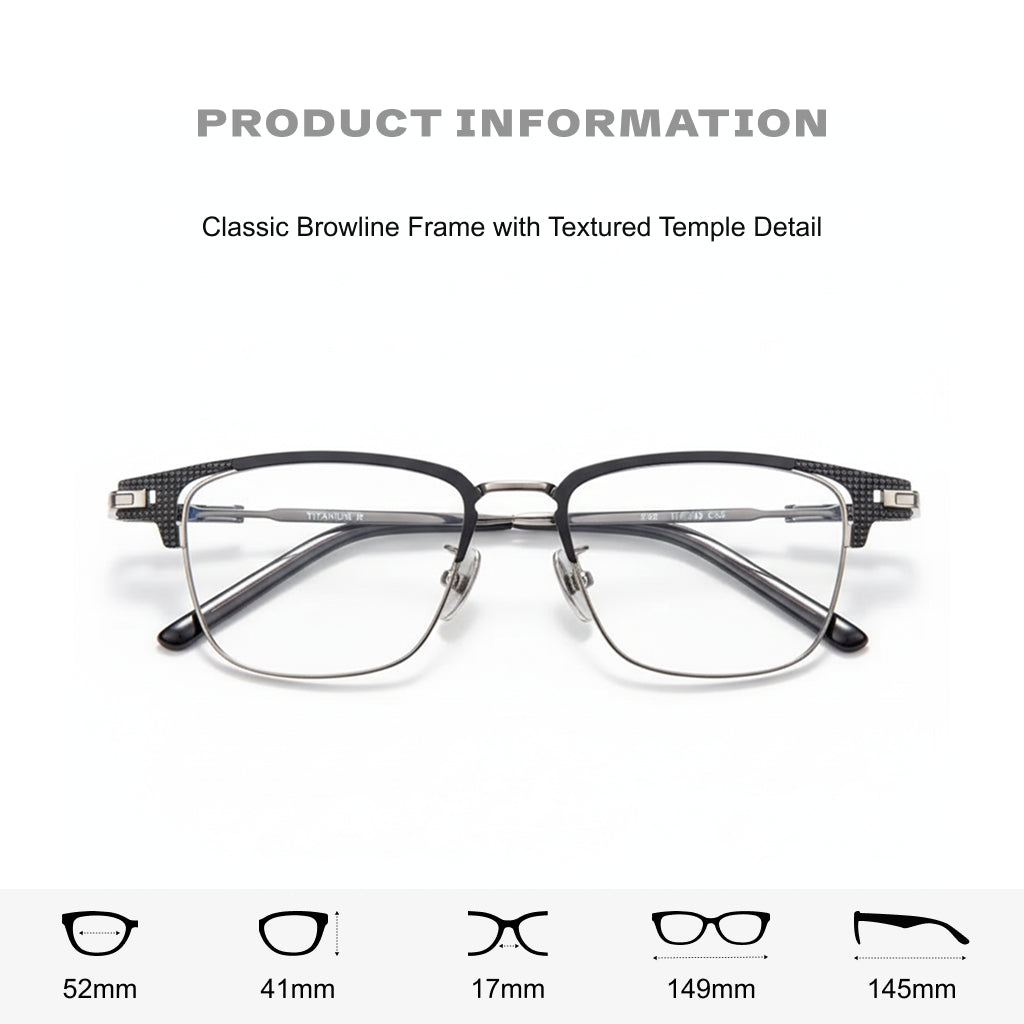 149mm Titanium Eyeglass Frame - Retro Business Optical Prescription Frame ST02