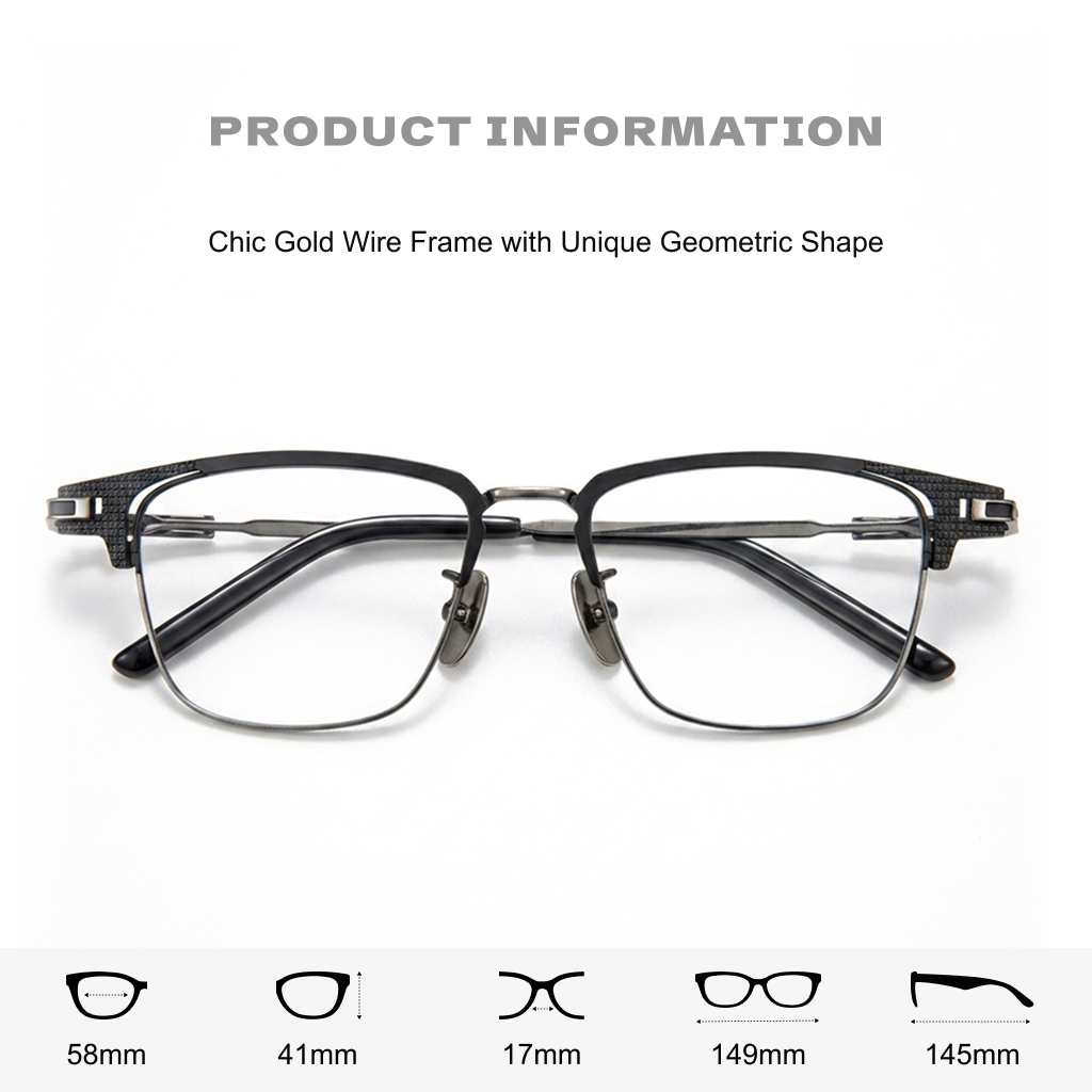 Wide Frame Titanium Retro Business Eyeglasses