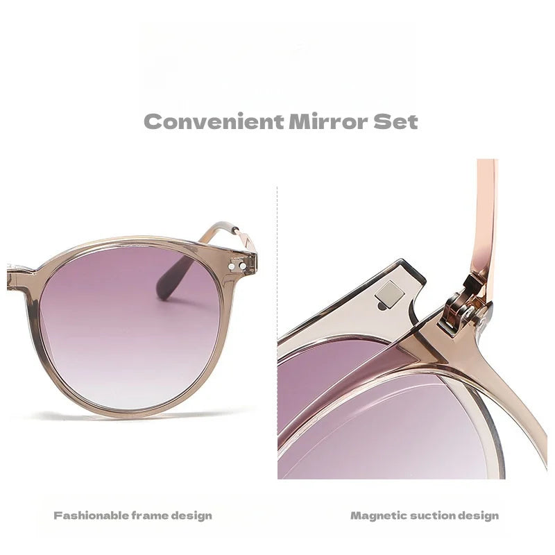 Retro Round Polarized Magnetic Sunglasses for Women