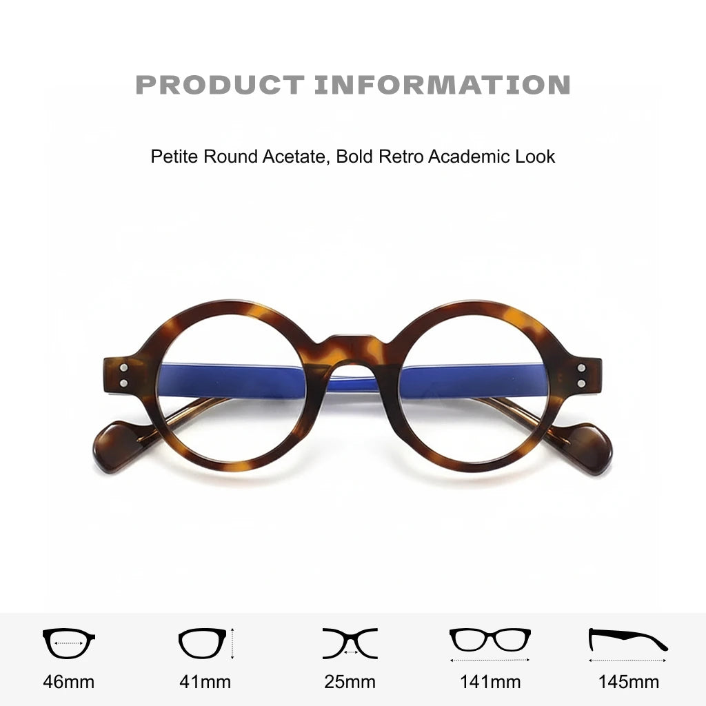 Retro Round Acetate Eyeglass Frame - Unisex Optical Prescription Glasses