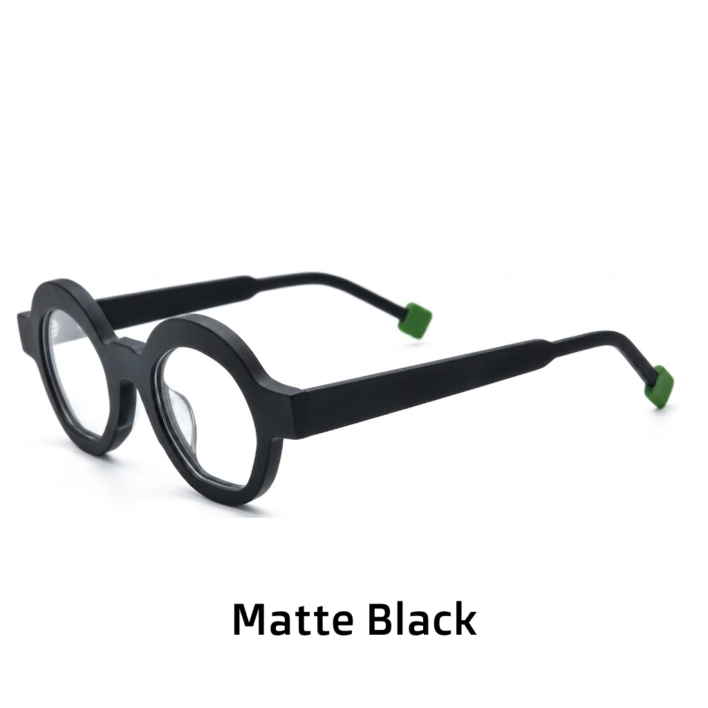Round Acetate Eyeglass Frames – Wide Edge Multicolor Matte