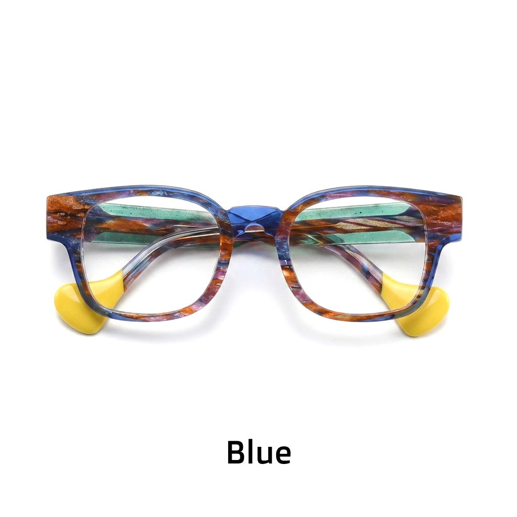 Occhiali con montatura quadrata di design letterario di moda Cornice personalità tendenza di nicchia vetro da prescrizione di marca di lusso retrò multicolore