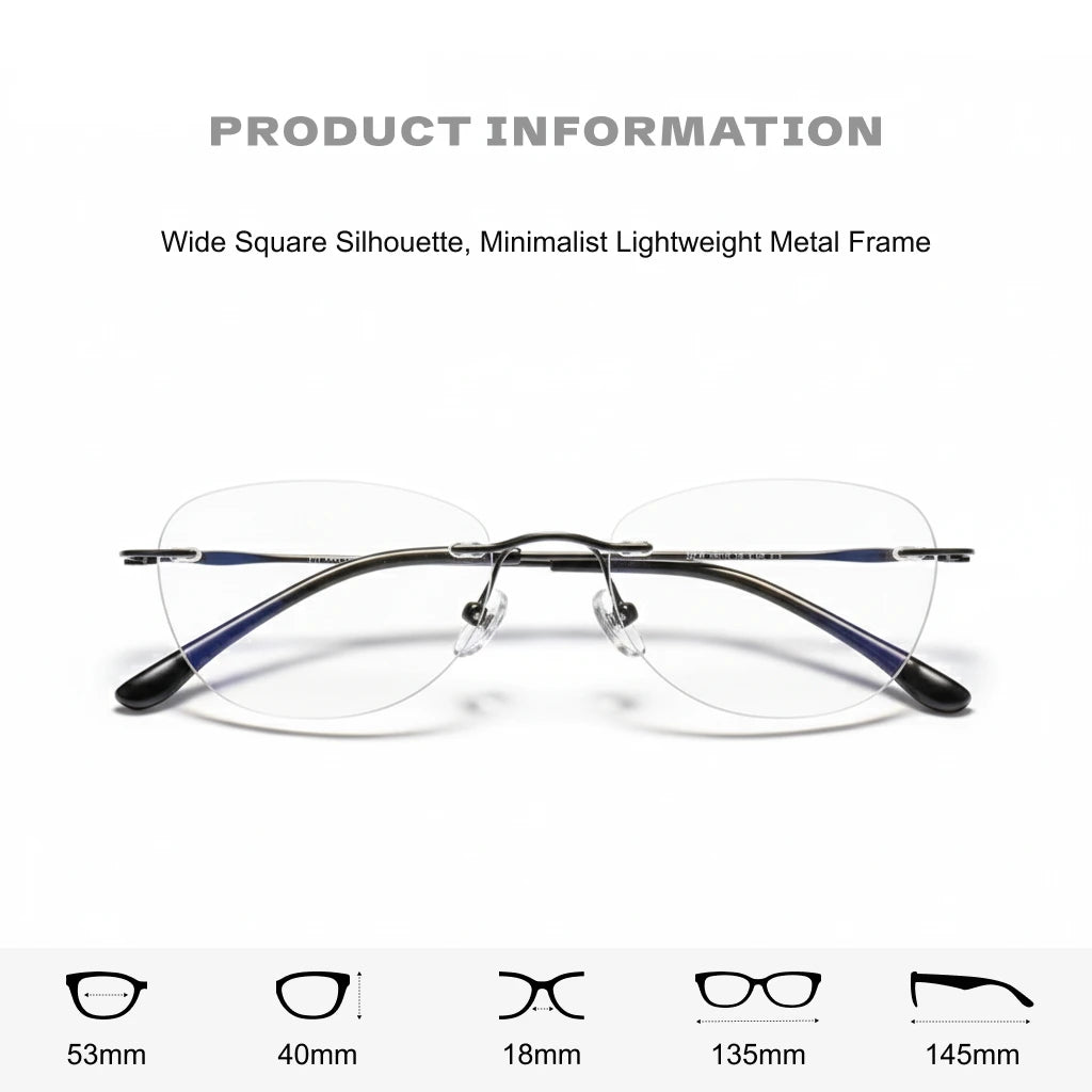Titanium Cat-Eye Frameless Glasses with Blue Light Protection