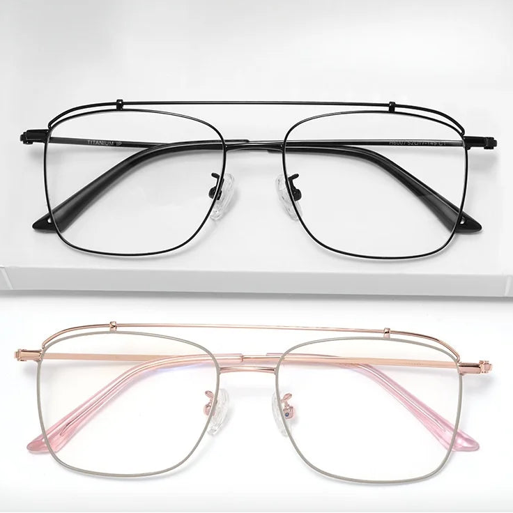 Titanium Square Glasses Frame - Anti Blue Light Optical Prescription