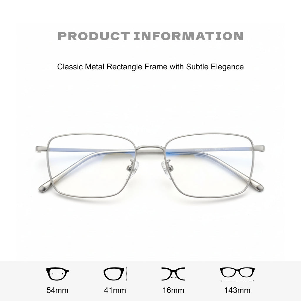 Ultra-Light Titanium Square Eyeglasses - 10.3g Unisex Optical Frame