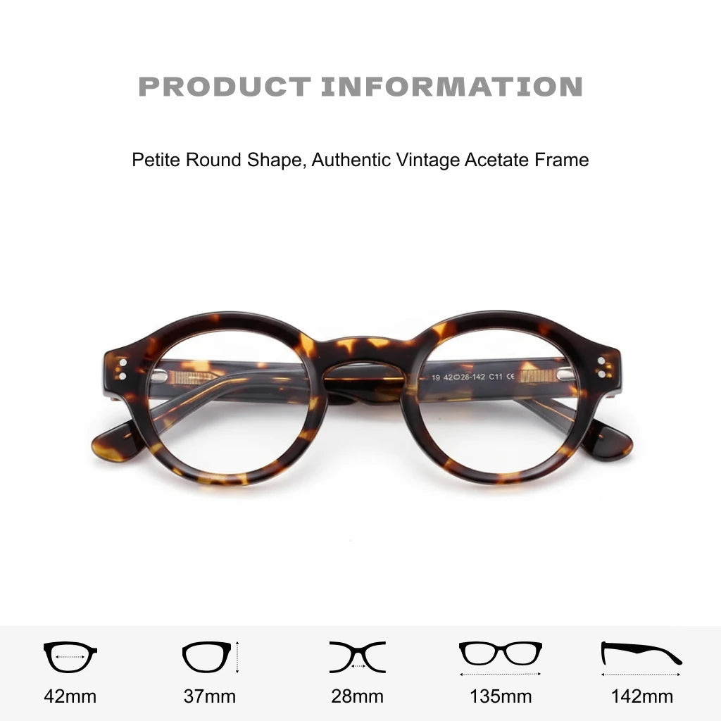 Retro Round Optical Glasses Frame - Unisex Multi-Color Acetate Eyewear