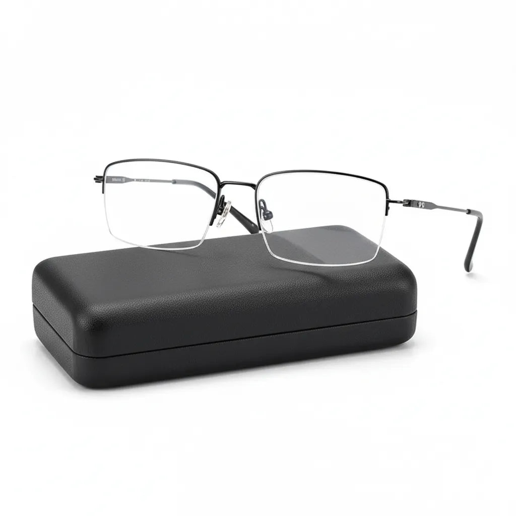 Titanium Half-Frame Reading Glasses with Anti-Blue Light