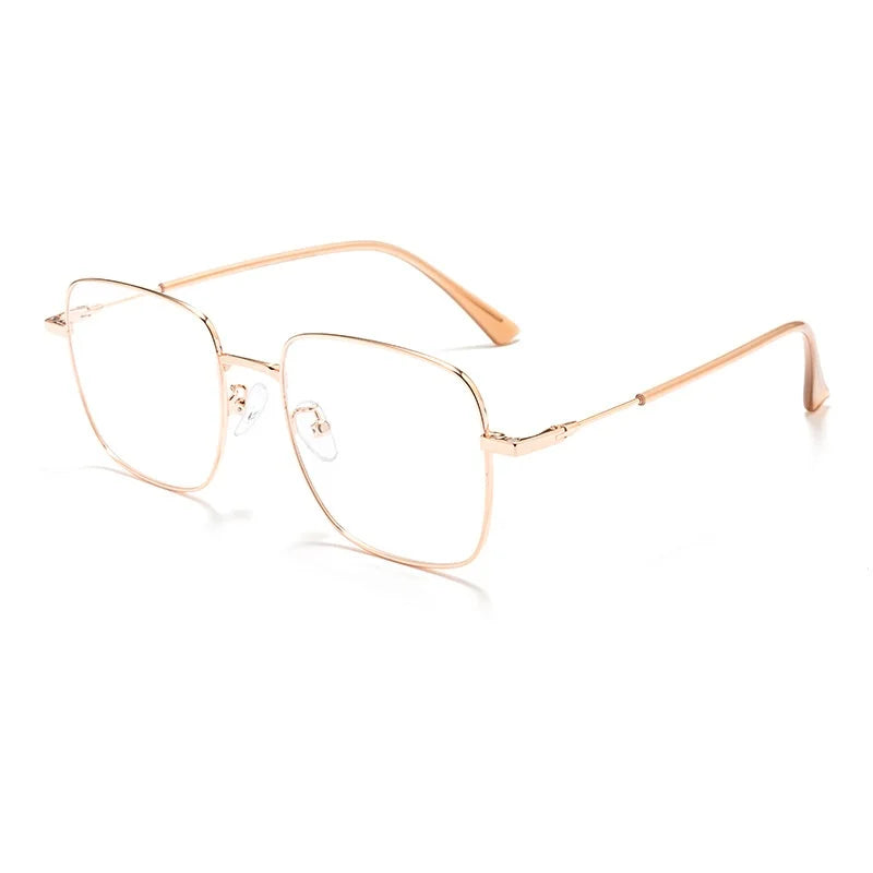 Magnetic Clip-On Polarized Square Eyeglasses Frame - Unisex Metal Optical Frame