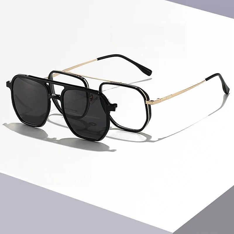 Magnetic Clip-On Polarized Sunglasses - Metal Optical Frame