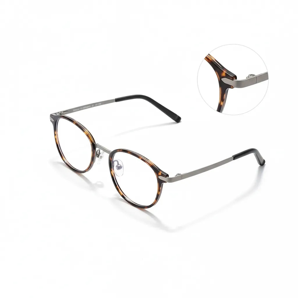 Pure Titanium Round Eyeglass Frame - Ultra Light Retro Optical Glasses