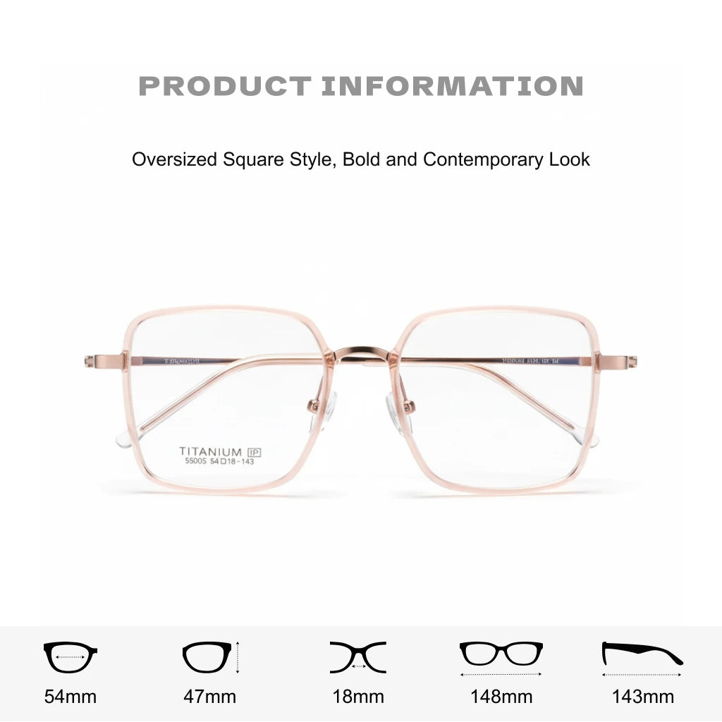 Ultra-Light Titanium Eyeglass Frame - Women's Large Frame Optical Glasses