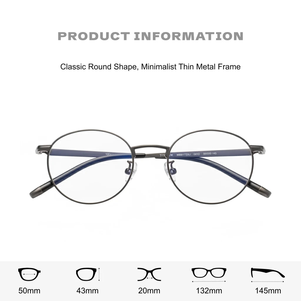 Frame Ultra Light Titanium Round Eyeglass - Anti Blue Light