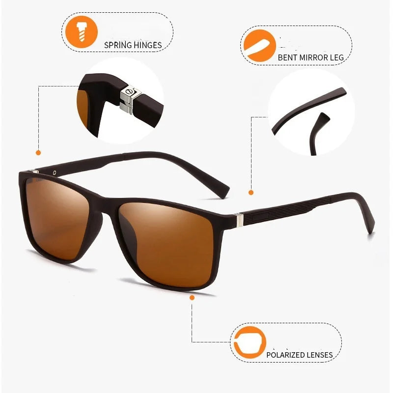 Ultra Light Boxy Polarized Sunglasses - Retro Style for Fishing & Driving