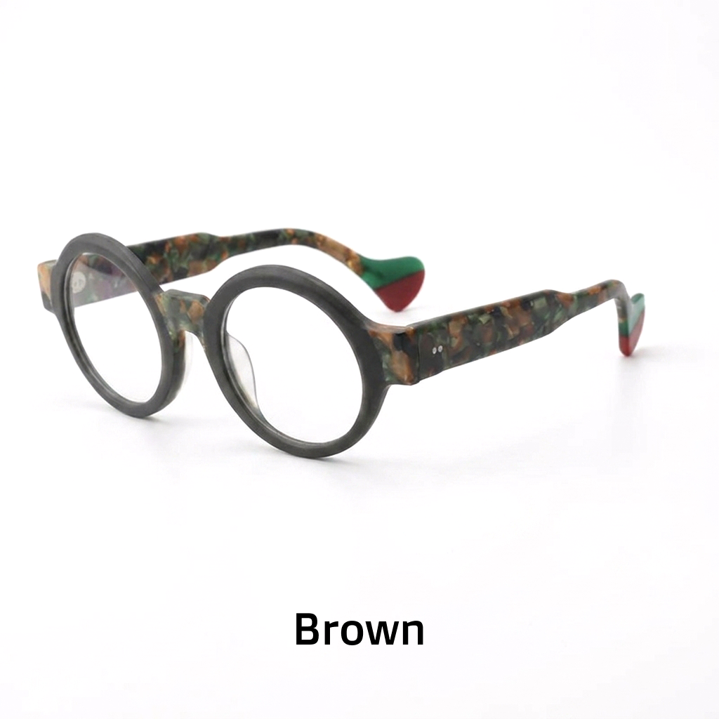 Acetate Round Optical Frames – Unisex Frosted Eyeglasses