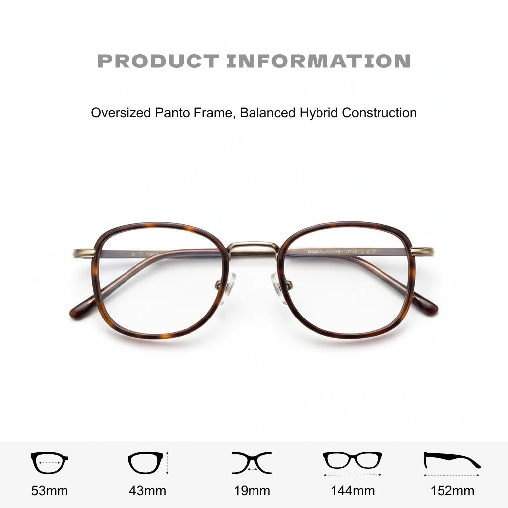 Retro Oval Metal Glasses Frame - Anti-Blue Light Optical
