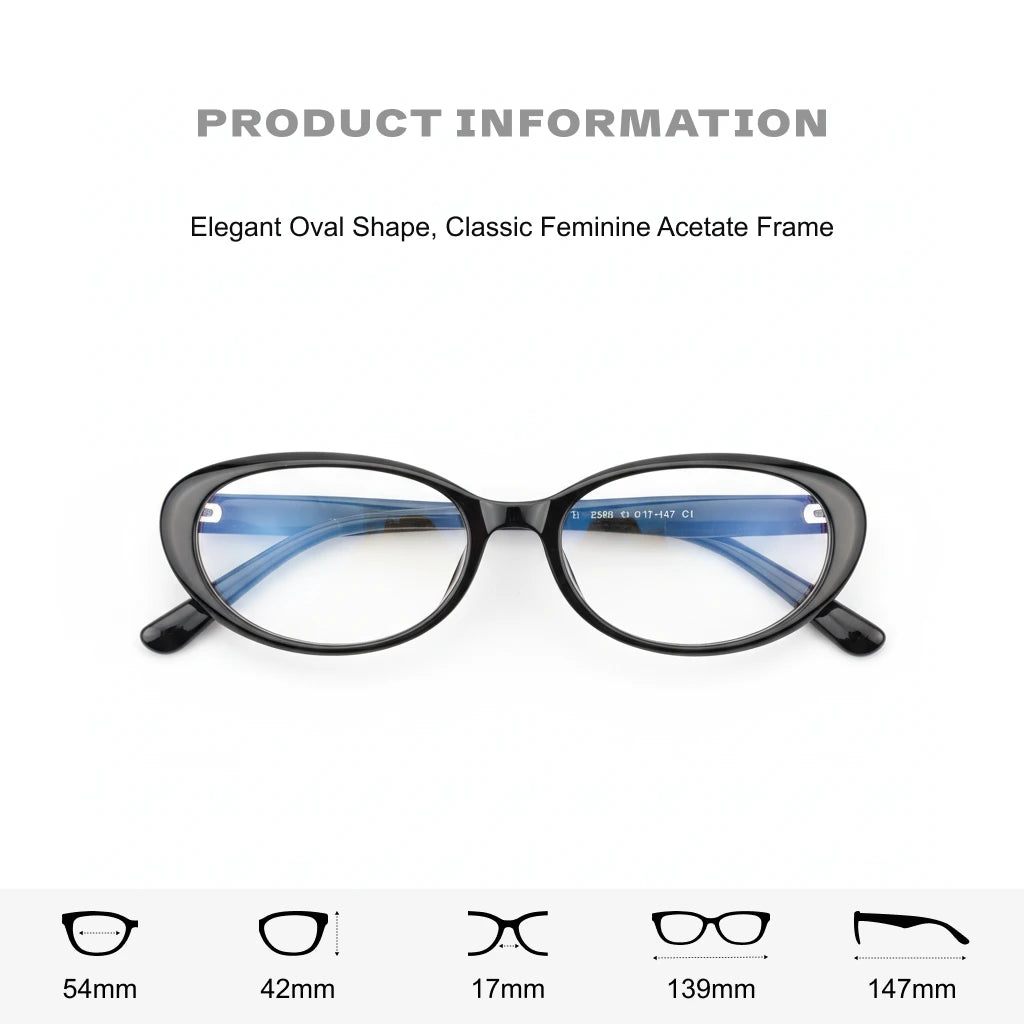 TR90 Ultra-Light Oval Optical Glasses Frame for Women