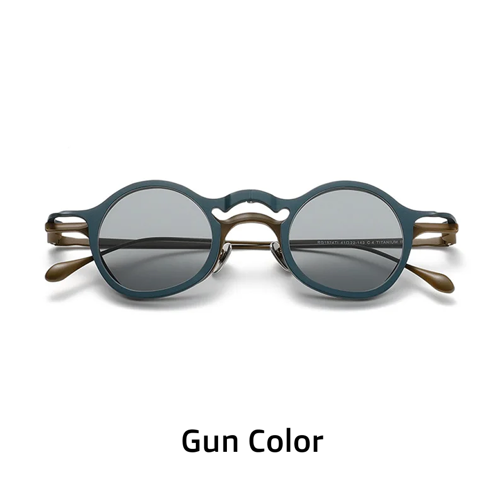 Titanium Round Optical Frames with Magnetic Clip-On Sunglasses – Unisex