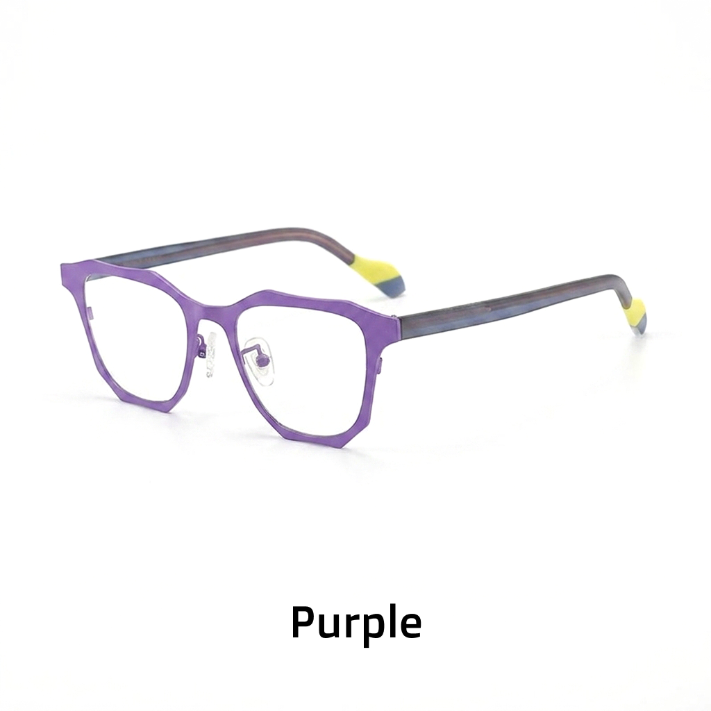 Titanium Cat-Eye Square Optical Frames