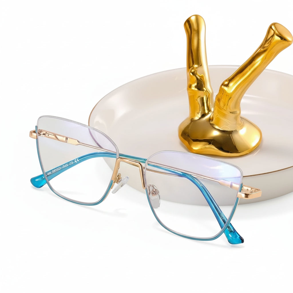 Retro Half-Frame Anti-Blue Light Eyeglasses