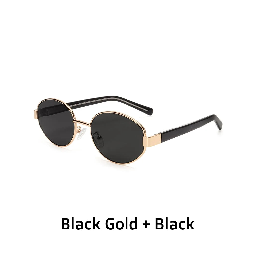 Retro Elliptical Metal Sunglasses - UV Protection Polarized