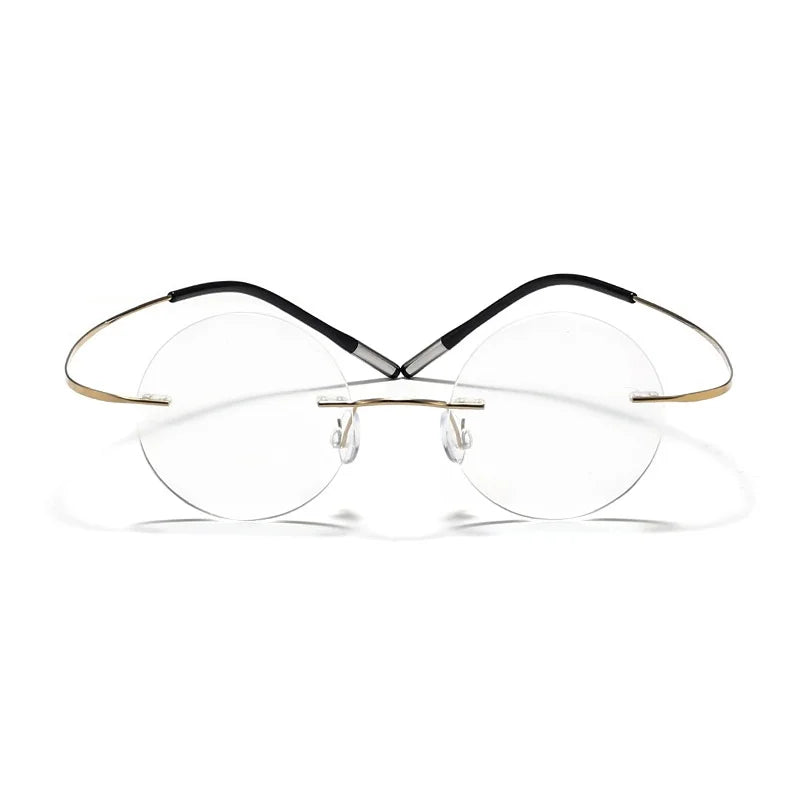 Titanium Frameless Round Eyeglasses - Anti Blue Light Optical Frames