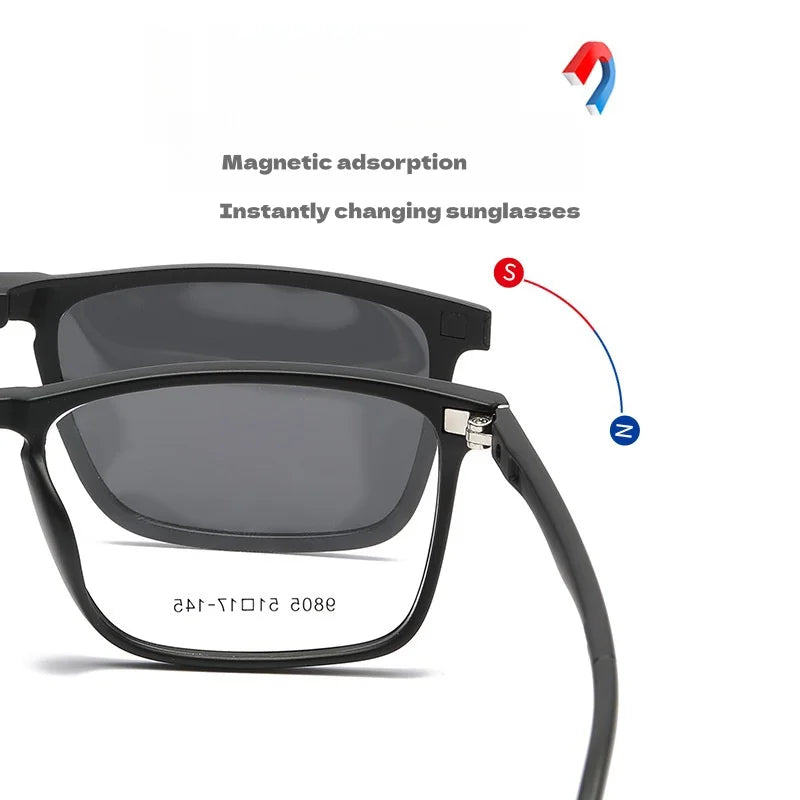 5-in-1 Magnetic Polarized Sunglasses with Clip-On Lenses