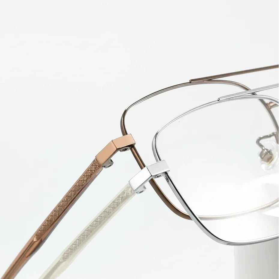 Retro Double Beam Alloy Eyeglass Frame - Ultra Light Optical Prescription Frame 7720CF