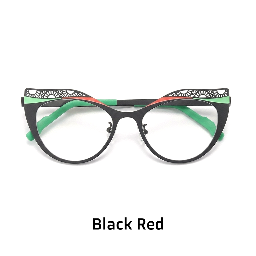 Titanium Cat Eye Optical Glasses Frame – Two-Tone Color Block Unisex