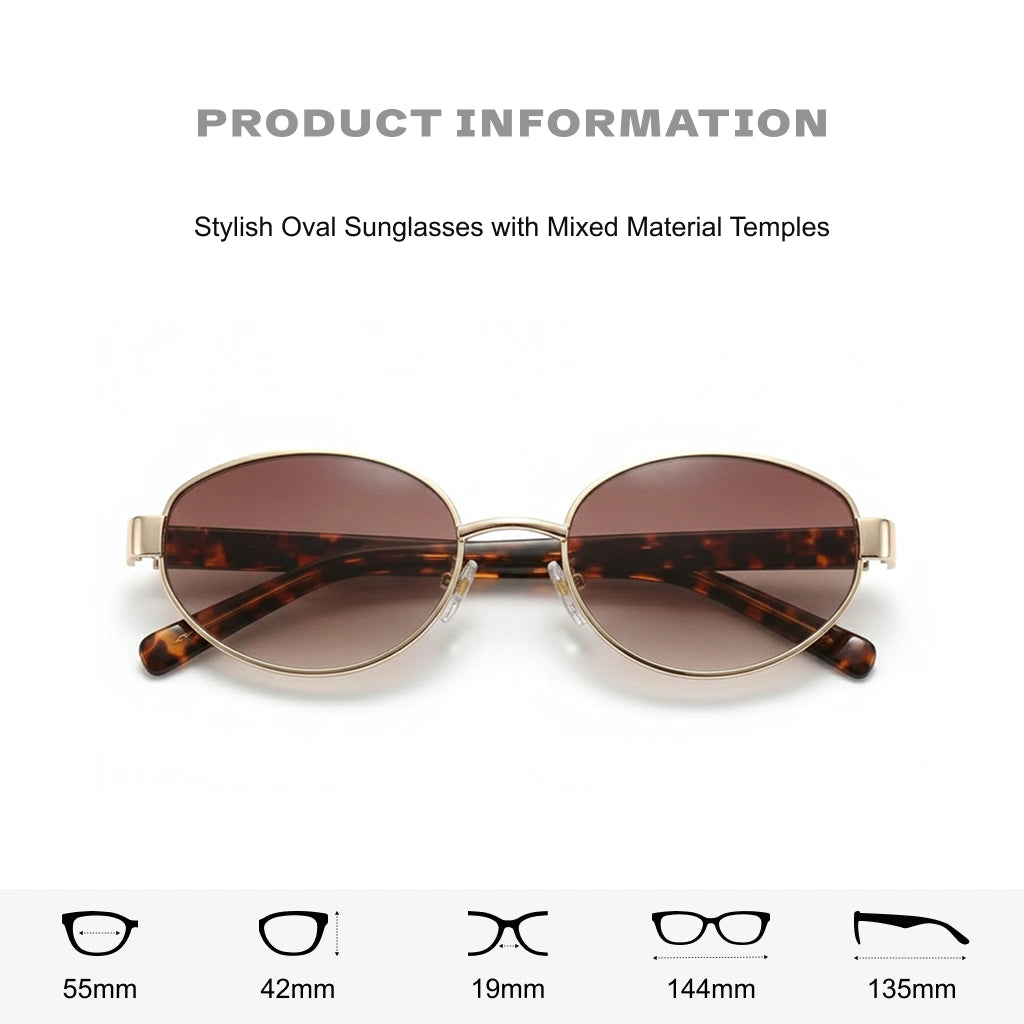 Retro Elliptical Metal Sunglasses - UV Protection Polarized