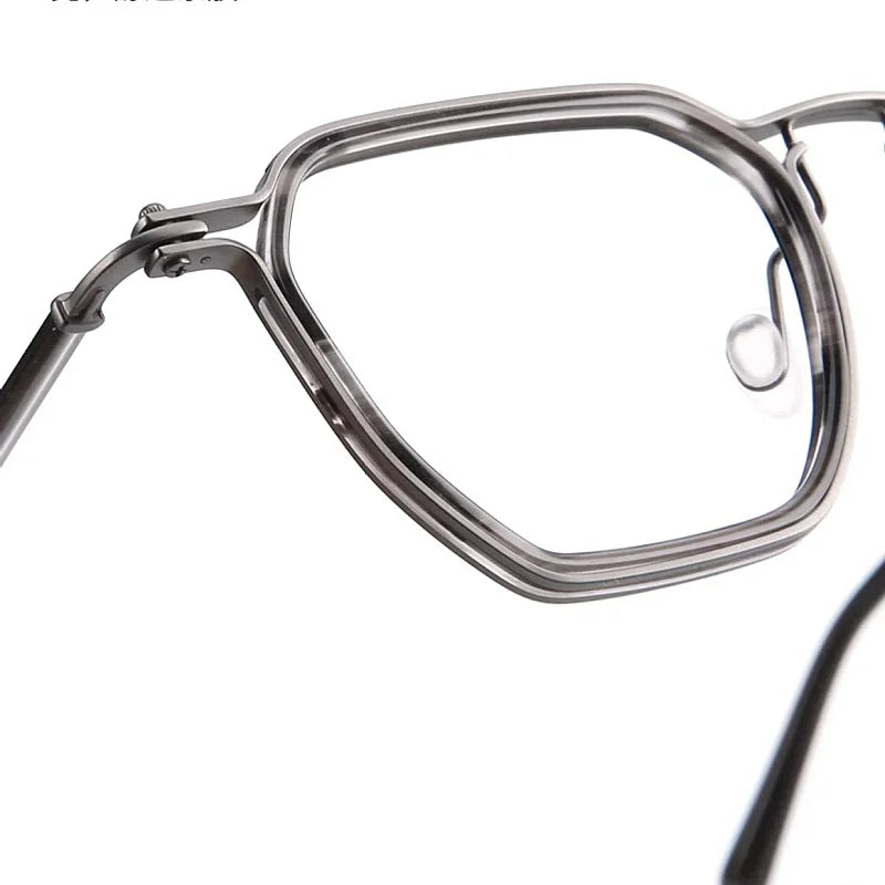 160mm Large Frame Retro Polygonal Titanium Eyeglasses