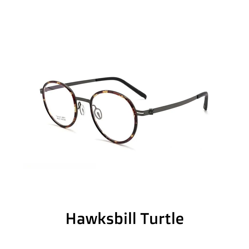 Pure Titanium Round Eyeglass Frame - Ultra Light Retro Optical Glasses