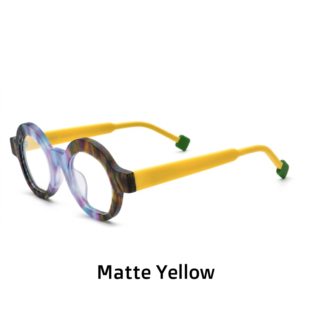 Round Acetate Eyeglass Frames – Wide Edge Multicolor Matte