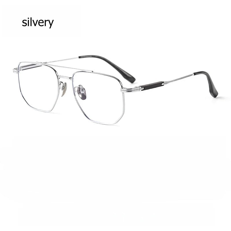 Titanium Double Beam Eyeglass Frame with Sandalwood Temples - Model 606