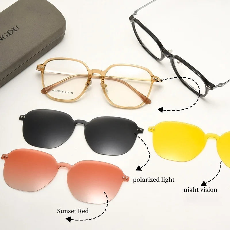 Magnetic Clip-On Sunglasses Frame - Retro Optical Glasses