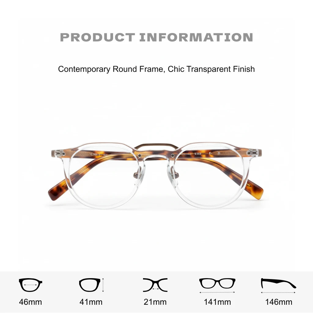 Retro Acetate Eyeglass Frame - Anti Blue Light Optical Prescription Glasses Model 5805