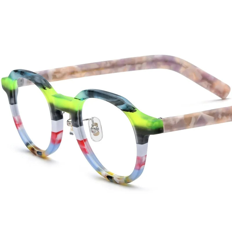 Multi-Color Patchwork Square Eyeglasses Frame - Optical Prescription