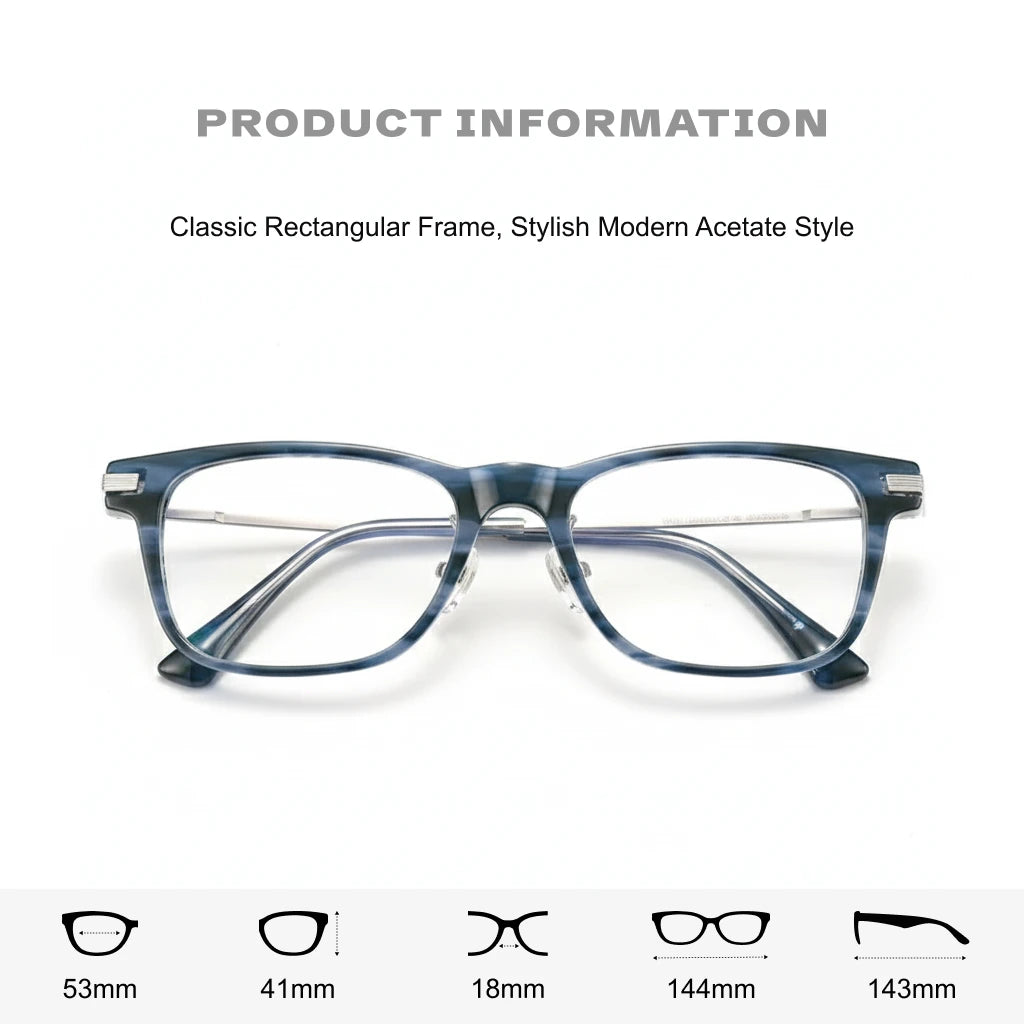 Retro Square Titanium Eyeglass Frame - Lightweight Optical Prescription Glasses